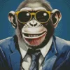 Monkey In A Suit Wearing Glasses Diamond Painting