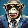 Monkey In A Suit Wearing Glasses Diamond Painting