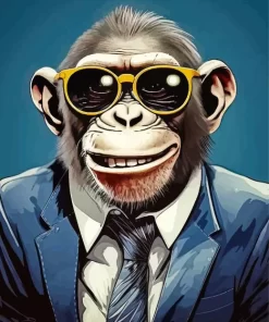 Monkey In A Suit Wearing Glasses Diamond Painting