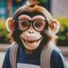 Monkey Wearing Glasses Diamond Painting