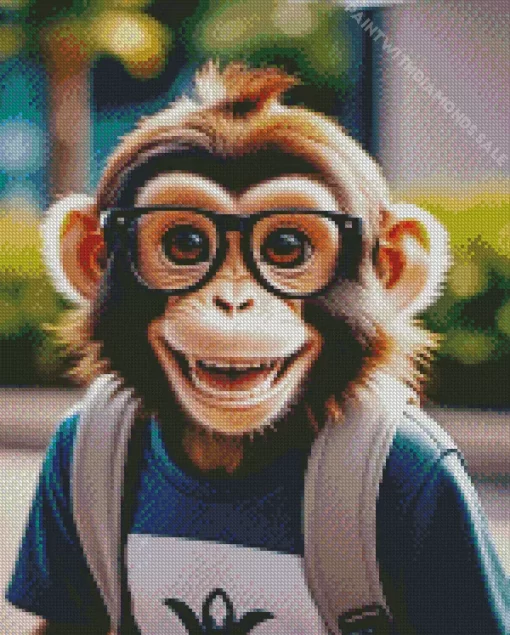 Monkey Wearing Glasses Diamond Painting