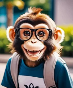 Monkey Wearing Glasses Diamond Painting