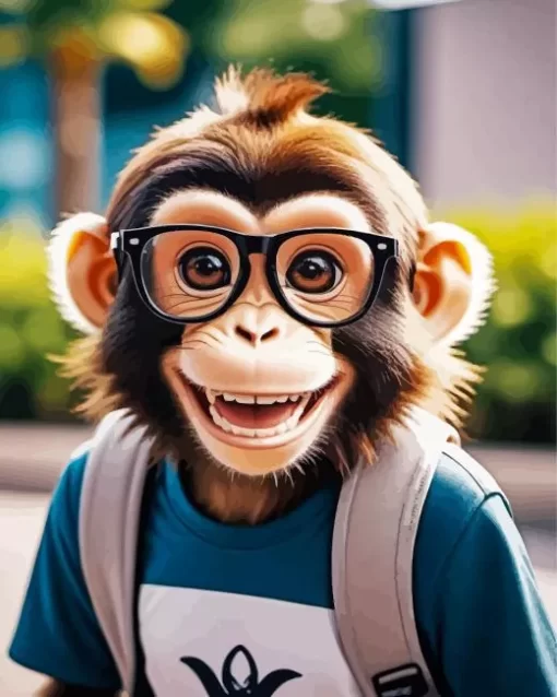 Monkey Wearing Glasses Diamond Painting