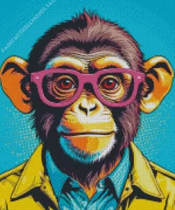 Monkey Wearing Pink Glasses Diamond Painting