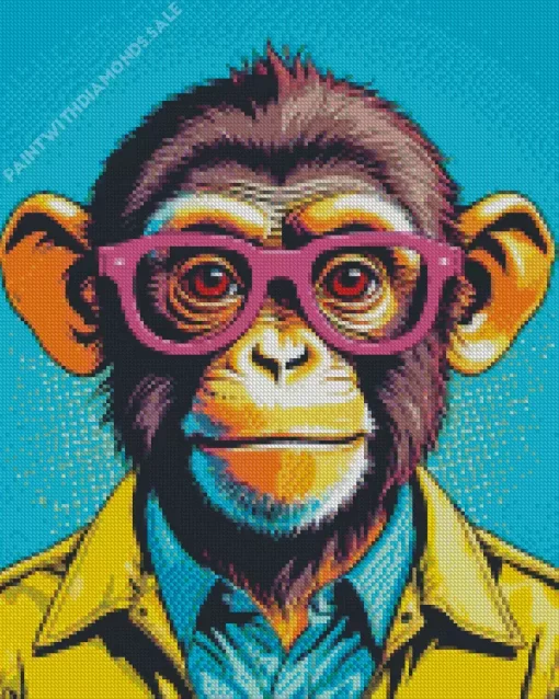 Monkey Wearing Pink Glasses Diamond Painting