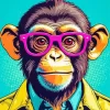 Monkey Wearing Pink Glasses Diamond Painting