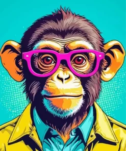 Monkey Wearing Pink Glasses Diamond Painting