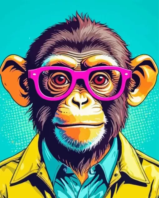 Monkey Wearing Pink Glasses Diamond Painting