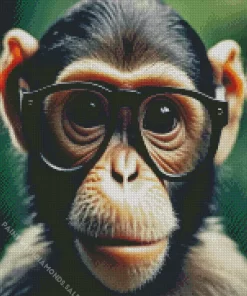 Monkey With Black Glasses Diamond Painting