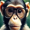 Monkey With Black Glasses Diamond Painting