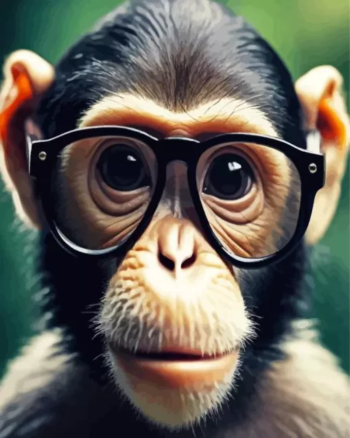 Monkey With Black Glasses Diamond Painting