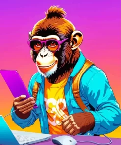 Monkey With Glasses Diamond Painting