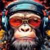 Monkey With Glasses And Headphone Diamond Painting