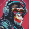 Monkey With Headphones Art Diamond Painting