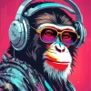 Monkey With Headphones Art Diamond Painting