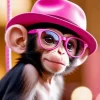 Monkey With Pink Glasses Diamond Painting