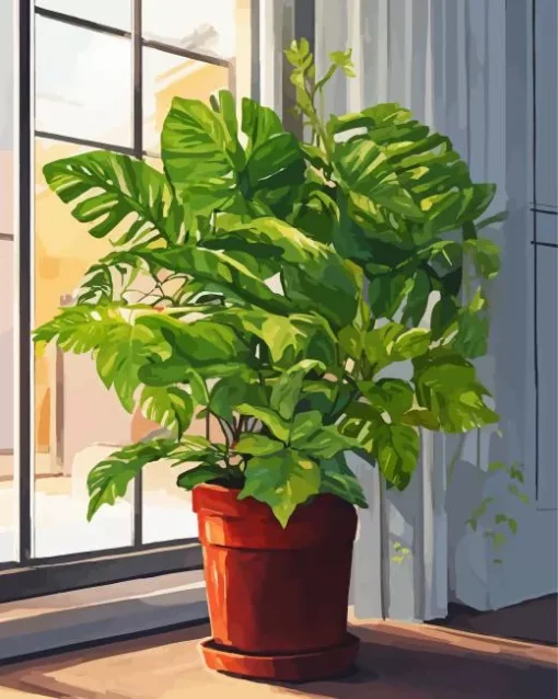 Monstera Plant Pot Diamond Painting