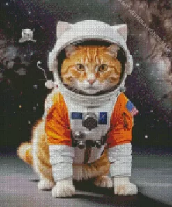 Orange Cat Astronaut Diamond Painting