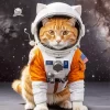 Orange Cat Astronaut Diamond Painting