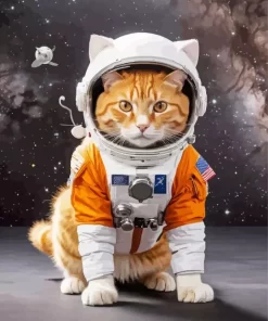 Orange Cat Astronaut Diamond Painting