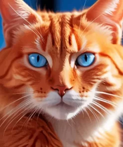 Orange Cat With Blue Eyes Diamond Painting