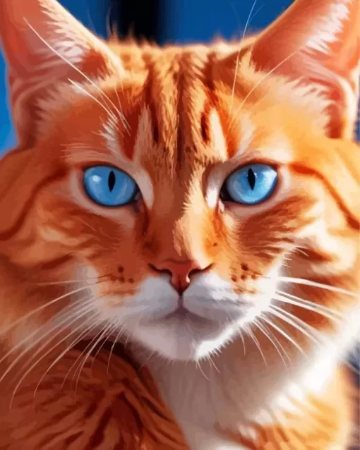 Orange Cat With Blue Eyes Diamond Painting