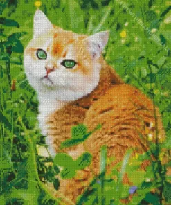 Orange Cat With Green Eyes Diamond Painting