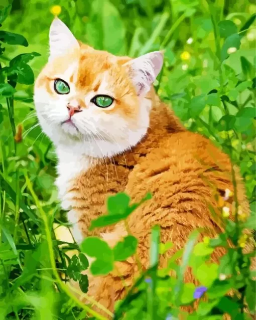 Orange Cat With Green Eyes Diamond Painting