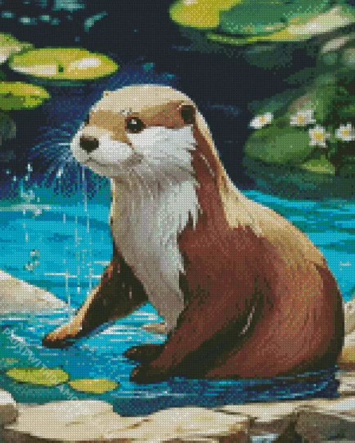 Otter In Water Diamond Painting