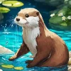 Otter In Water Diamond Painting