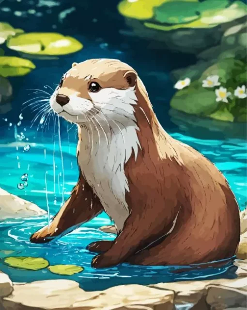 Otter In Water Diamond Painting