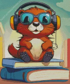 Otter With Headphones Diamond Painting