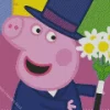 Peppa Pig With Flowers Diamond Painting