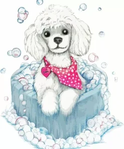 Poodle In Bath Diamond Painting