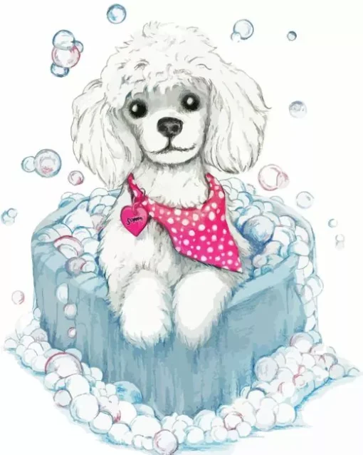 Poodle In Bath Diamond Painting