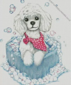 Poodle In Bath Diamond Painting