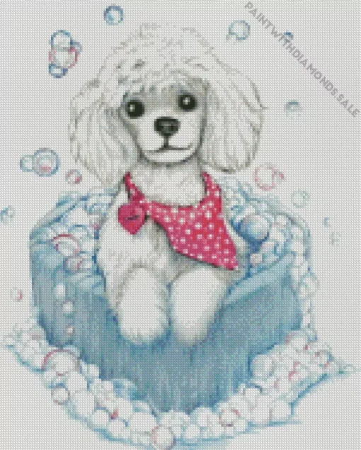 Poodle In Bath Diamond Painting