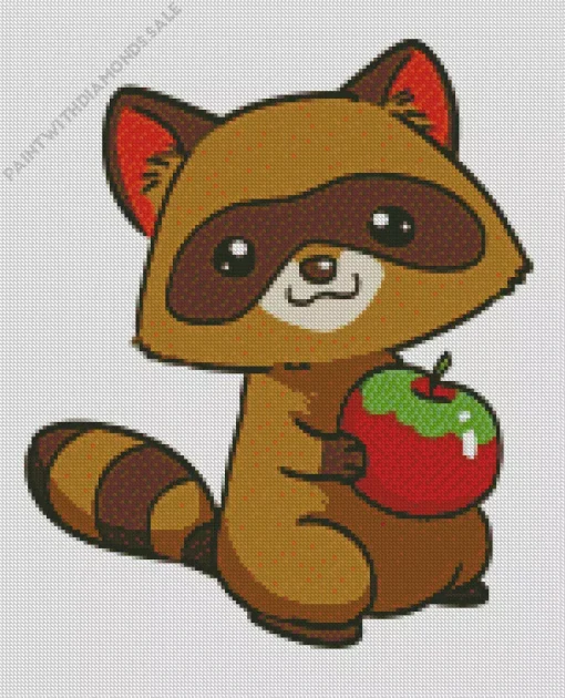 Raccoon With Strawberry Diamond Painting