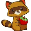 Raccoon With Strawberry Diamond Painting