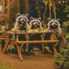 Raccoons Celebrating Diamond Painting