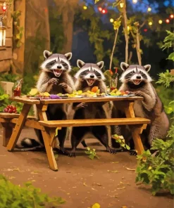 Raccoons Celebrating Diamond Painting