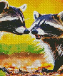 Raccoons Couple Diamond Painting