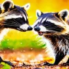 Raccoons Couple Diamond Painting