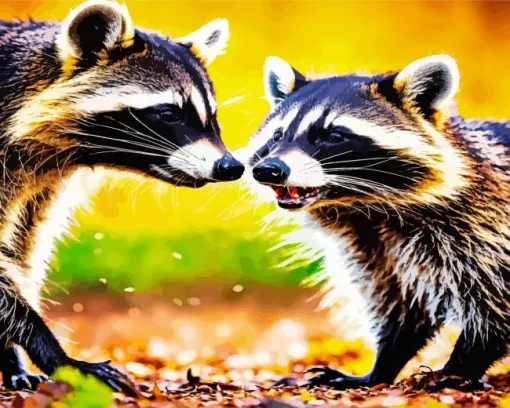 Raccoons Couple Diamond Painting