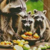 Raccoons Eating Fruits Diamond Painting