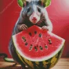 Rat Eating Watermelon Diamond Painting