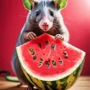 Rat Eating Watermelon Diamond Painting