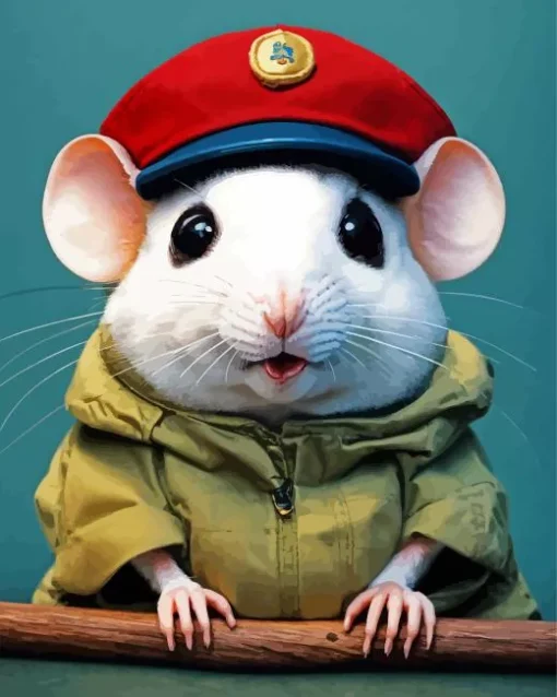 Rat With A Red Cap Diamond Painting