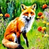 Red Fox In Flowers Diamond Painting