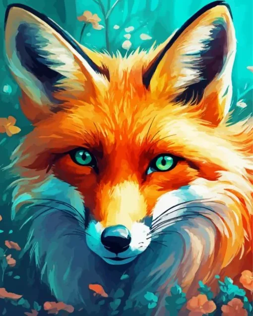 Red Fox With Green Eyes Diamond Painting